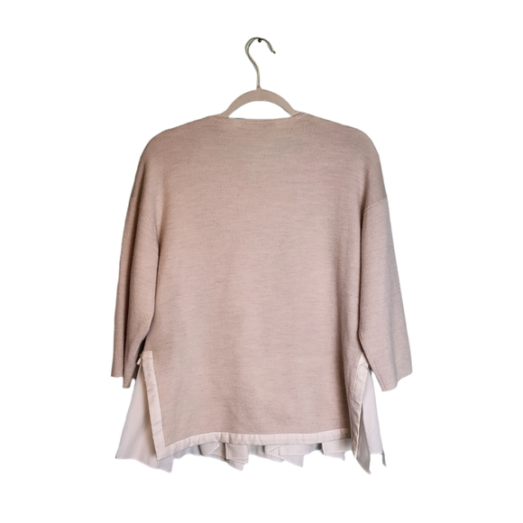 Tibi Merino Wool Layered Mixed Media Blouse - Picture 2 of 9